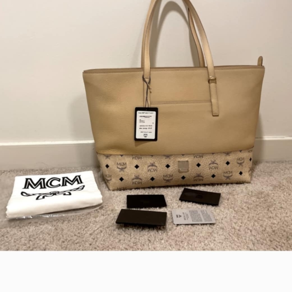 MCM Beige and Tan Women's Tote Bag